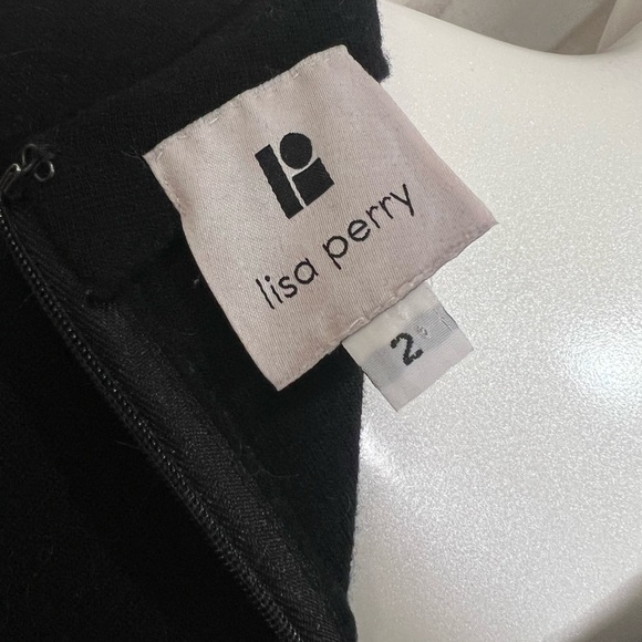 RARE Vintage Lisa Perry Black Long Sleeve Love Wool Mini Shift Dress - Picture 6 of 9